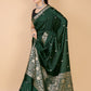 Bottle Green Semi Katan Soft silk Saree-Rupa