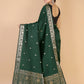 Bottle Green Semi Katan Soft silk Saree-Rupa