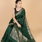 Bottle Green Semi Katan Soft silk Saree-Rupa