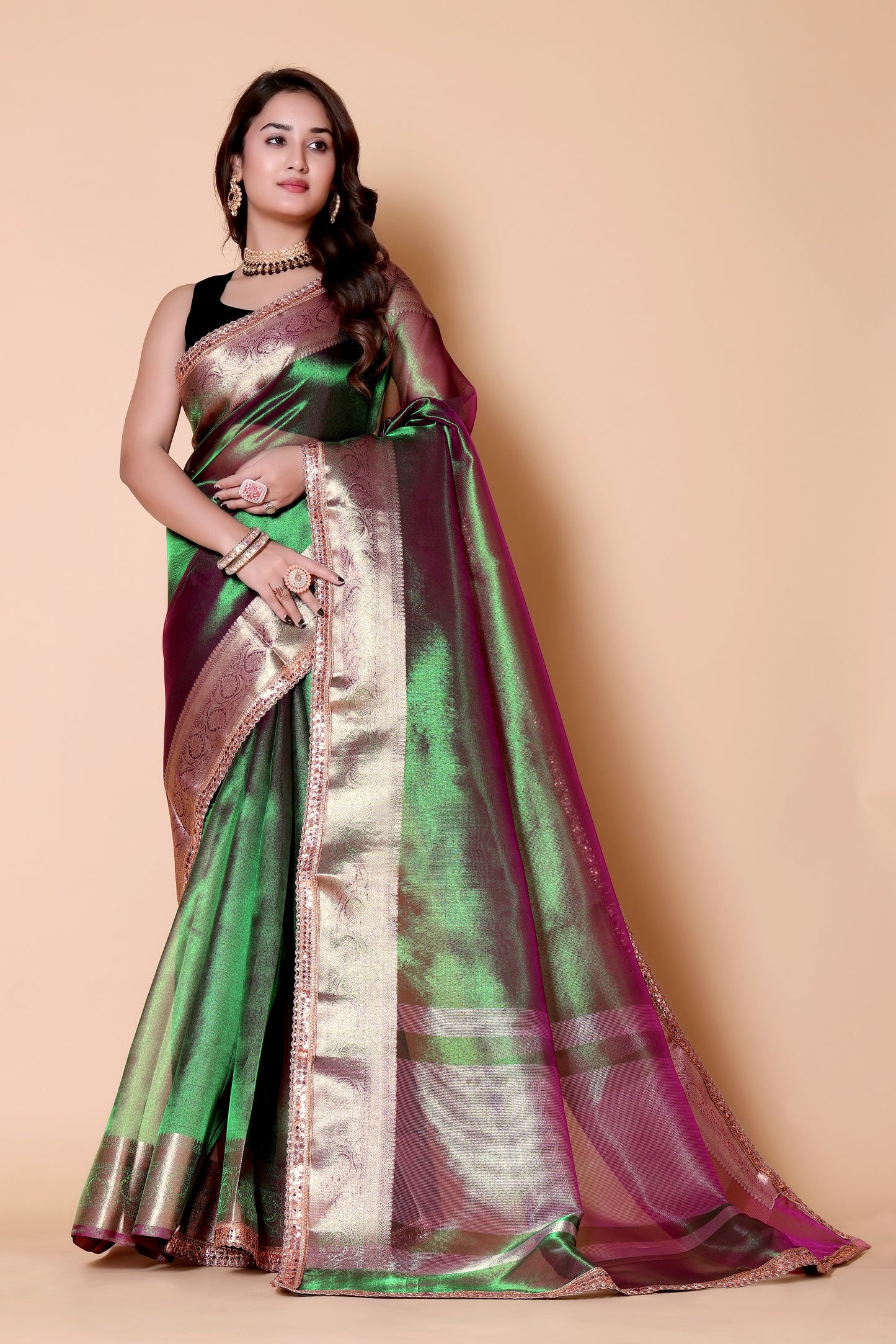 Soft TISSUE Silk Saree - Green