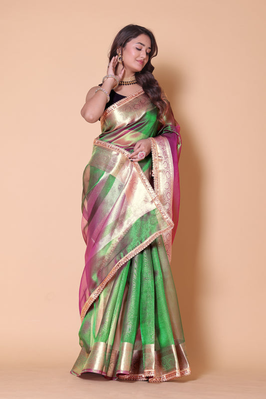 Soft TISSUE Silk Saree - Green