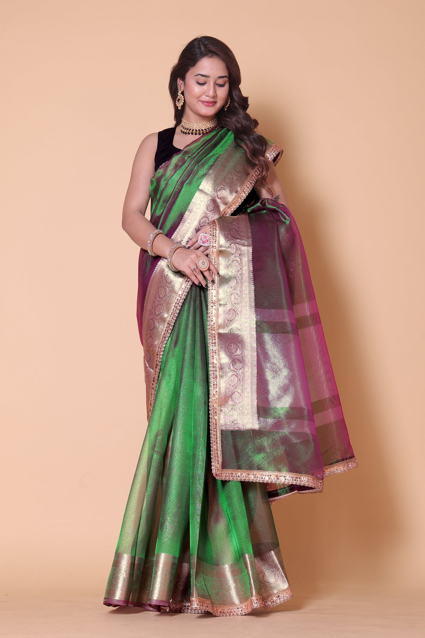 Soft TISSUE Silk Saree - Green