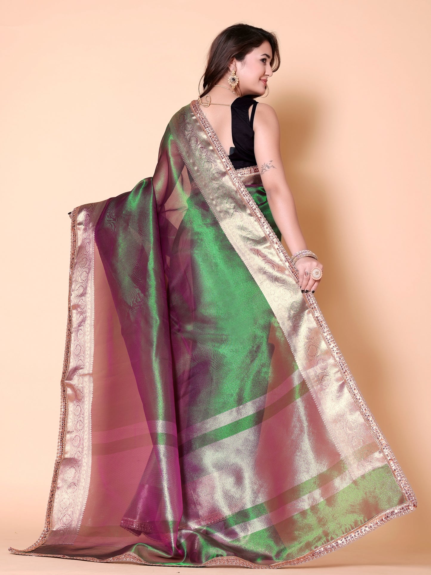 Soft TISSUE Silk Saree - Green