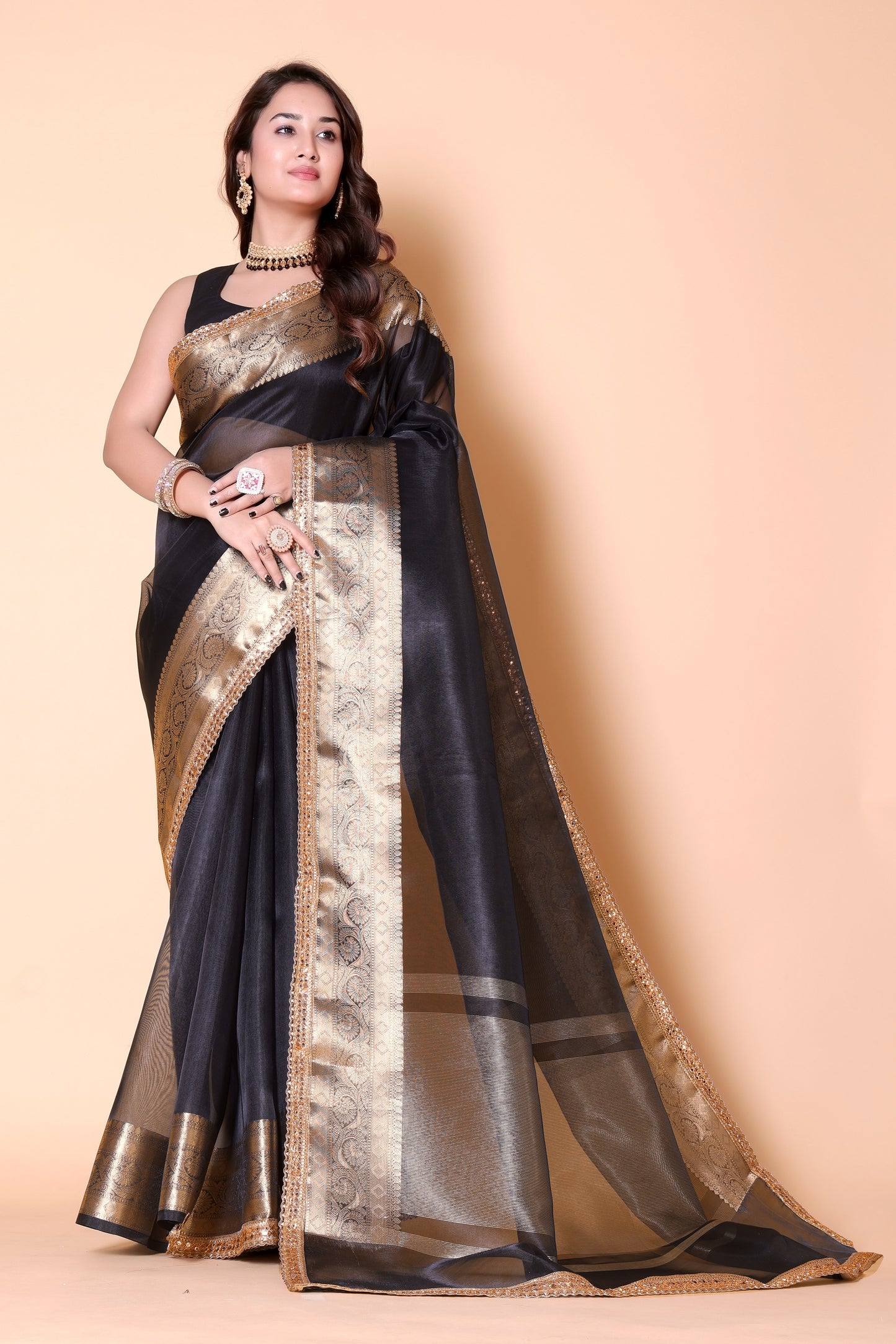 Soft TISSUE Silk Saree - Black