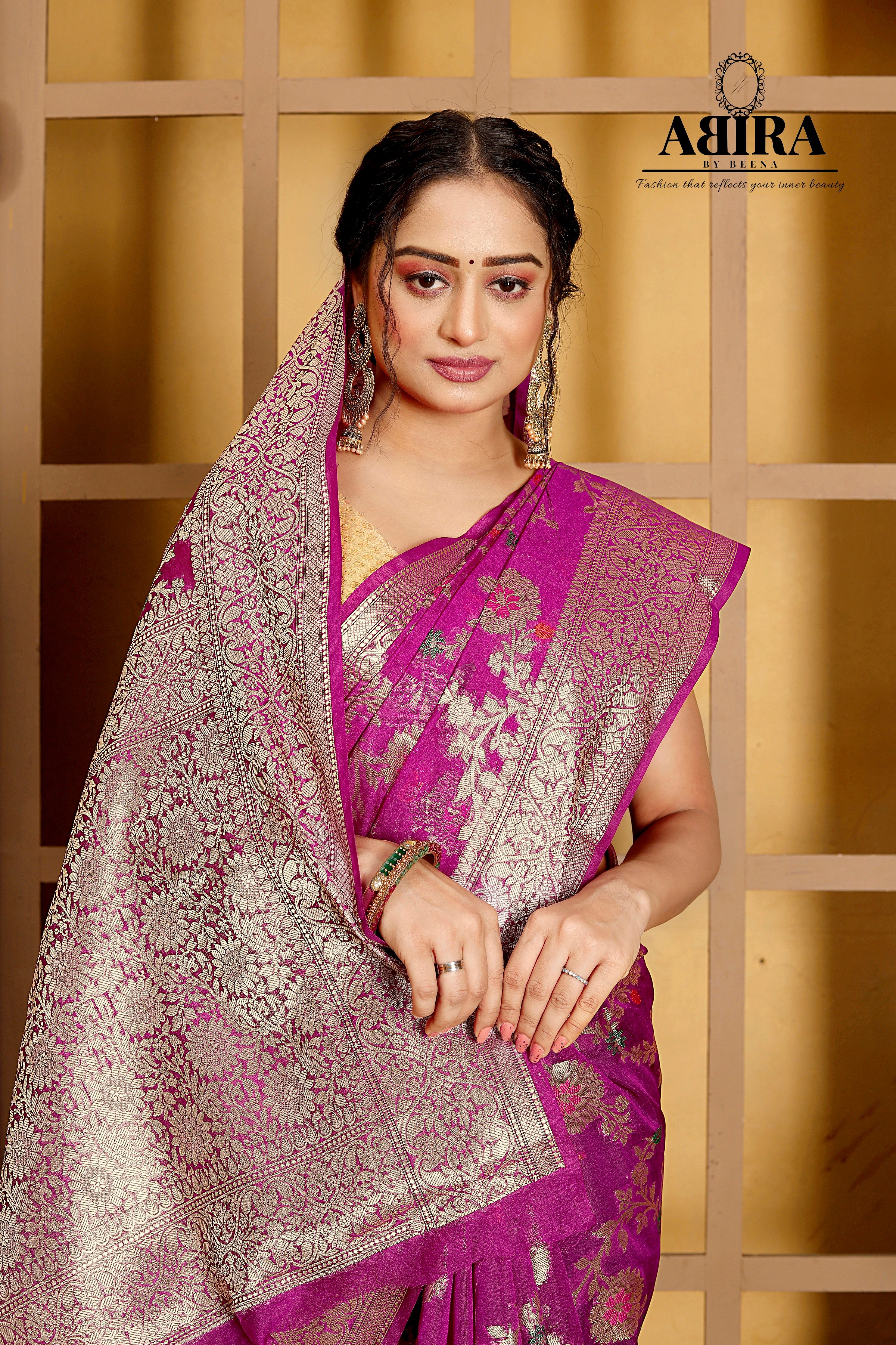 Tusser silk dark pink saree - G3-WSA54170 | G3fashion.com