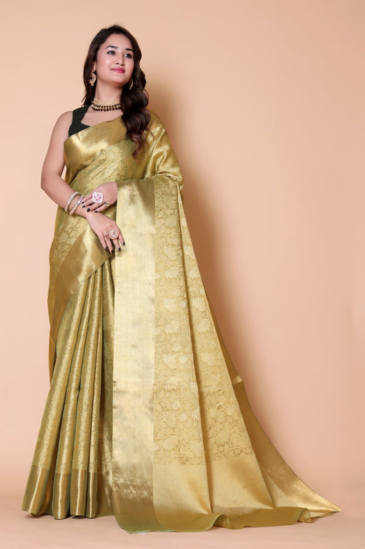 Nita ambani TISSUE silk Saree - Gold