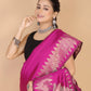 Magenta Pink Munga silk Saree-Sona