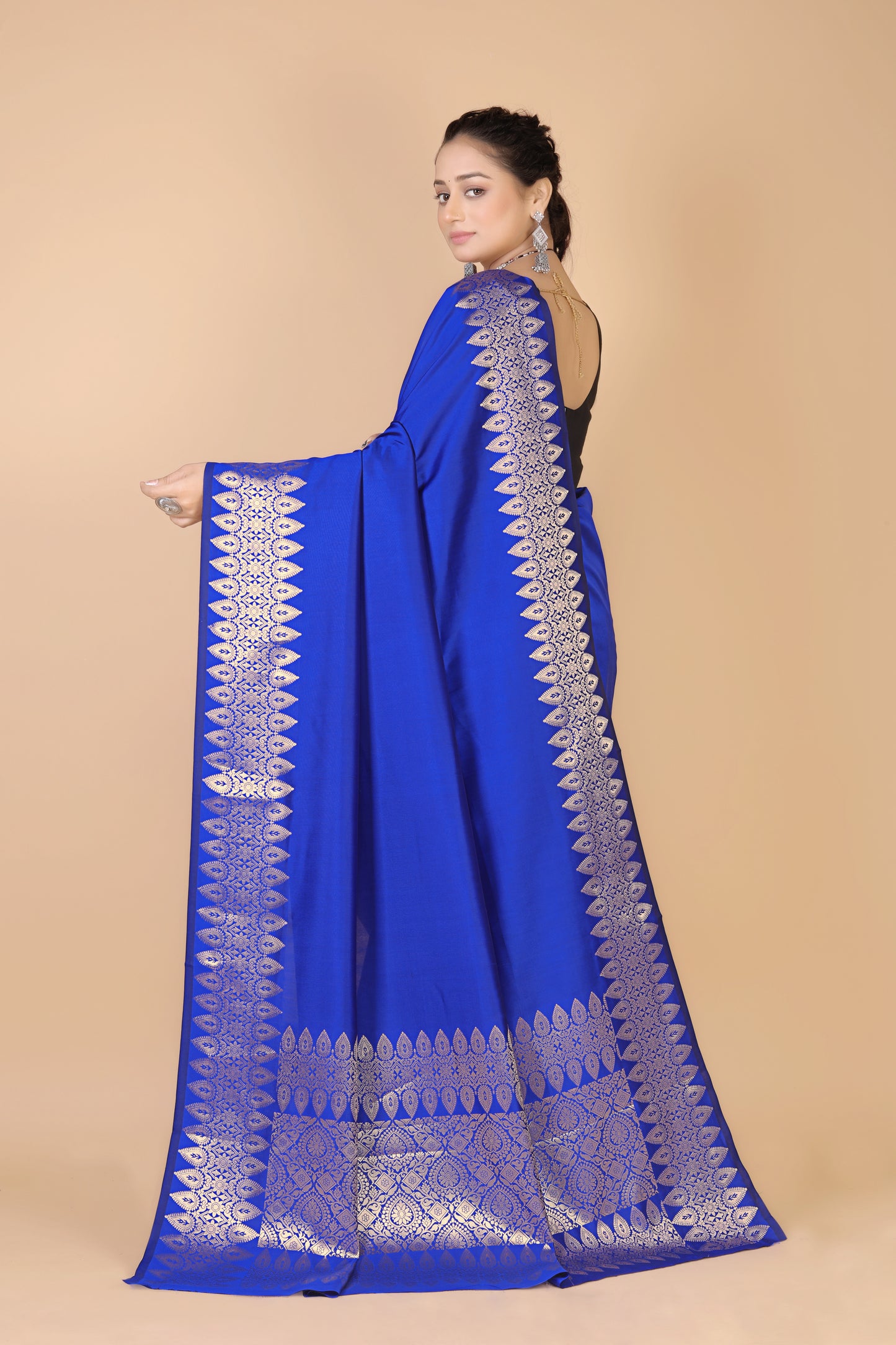 Blue Munga Silk Saree-Sona