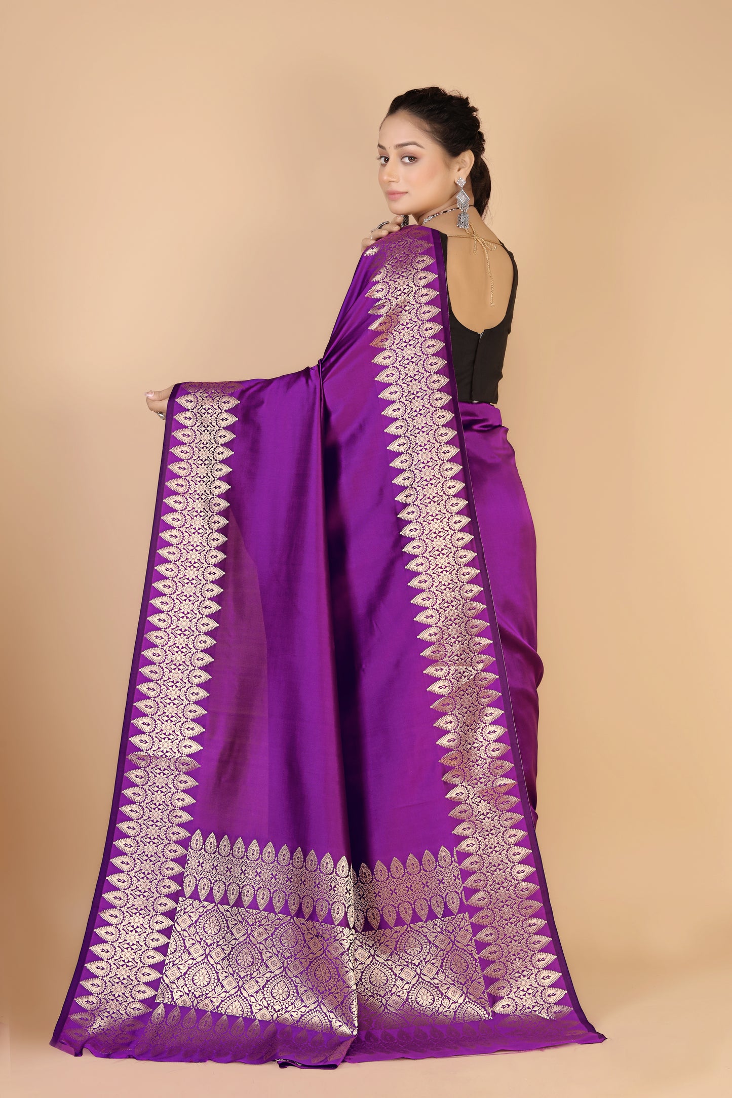 Violet Munga silk Saree-Sona