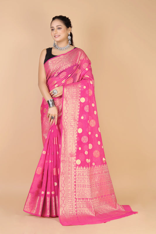 Pink Georgette silk Saree-Mona