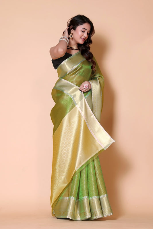 Gold TISSUE silk Saree - Green