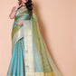 Gold TISSUE silk Saree - Blue