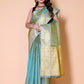 Gold TISSUE silk Saree - Blue