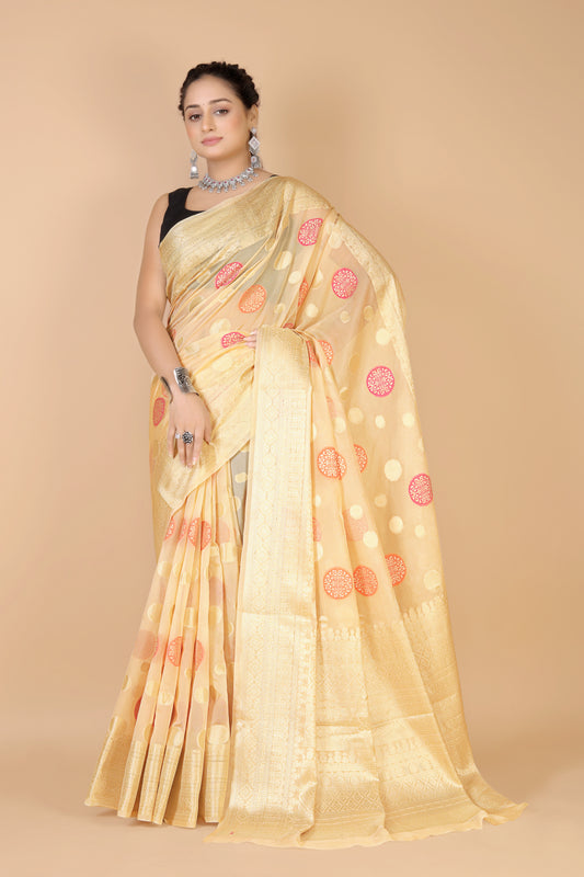 Light Yellow Georgette silk Saree-Mona