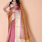 Gold TISSUE silk Saree - Pink