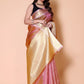 Gold TISSUE silk Saree - Pink