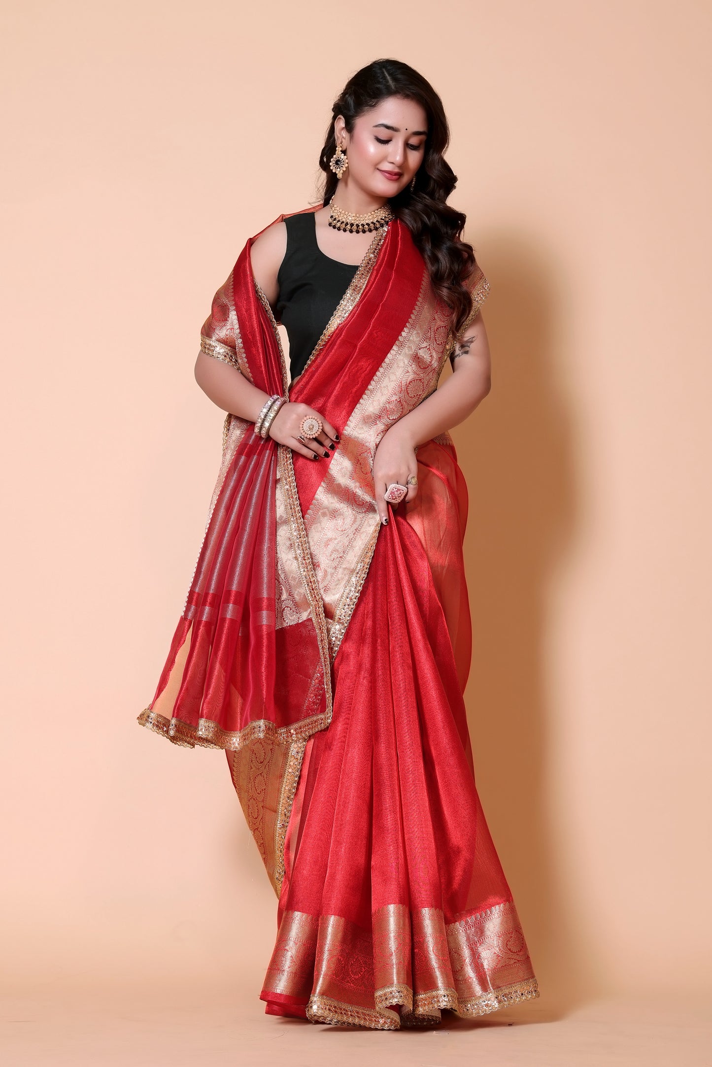 Soft TISSUE Silk Saree - Red