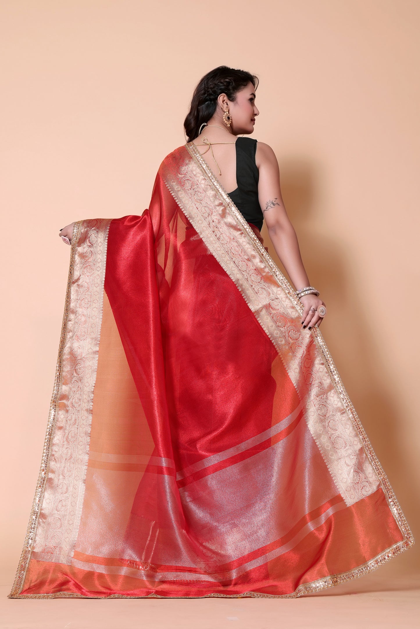 Soft TISSUE Silk Saree - Red