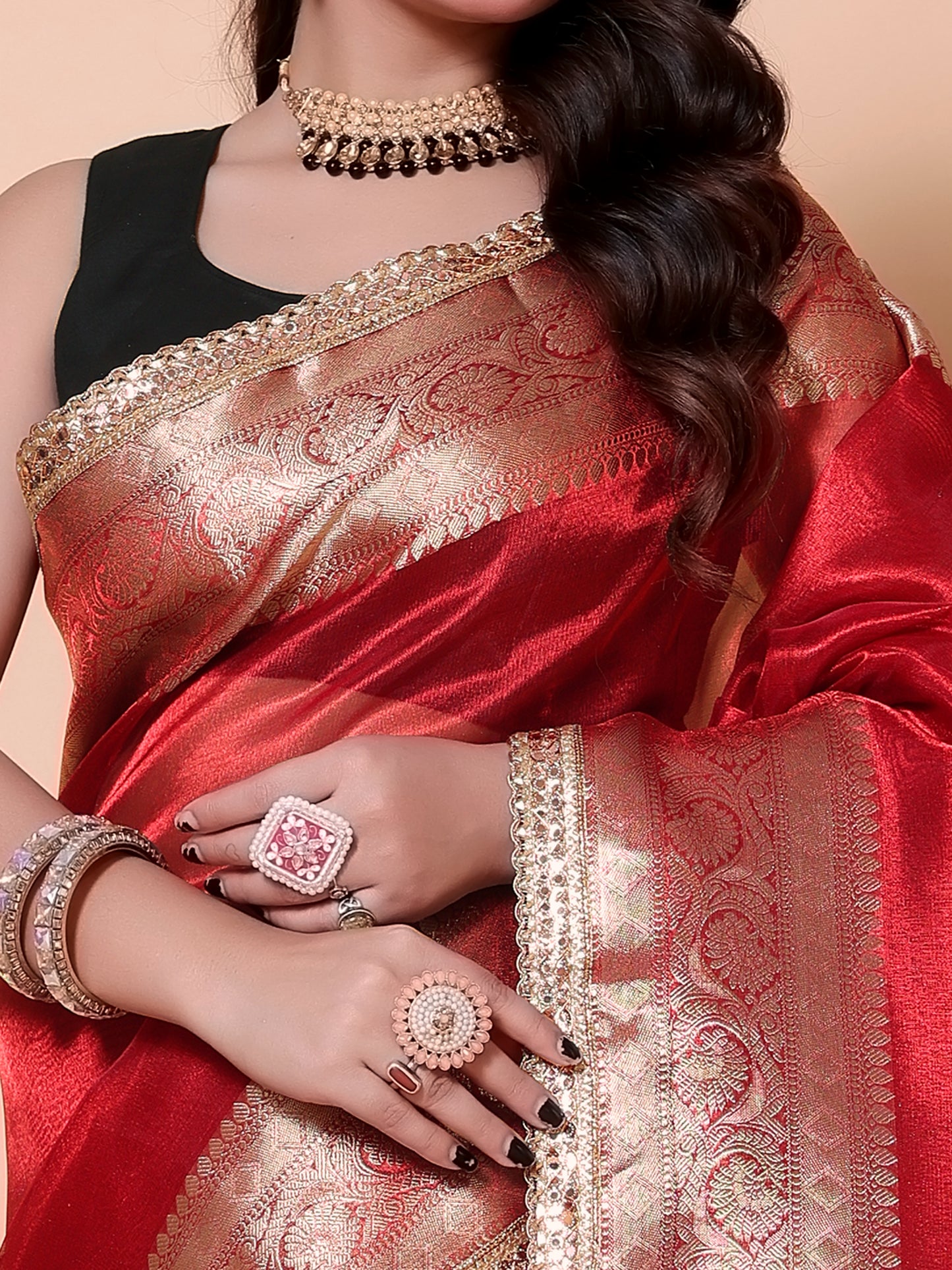 Soft TISSUE Silk Saree - Red