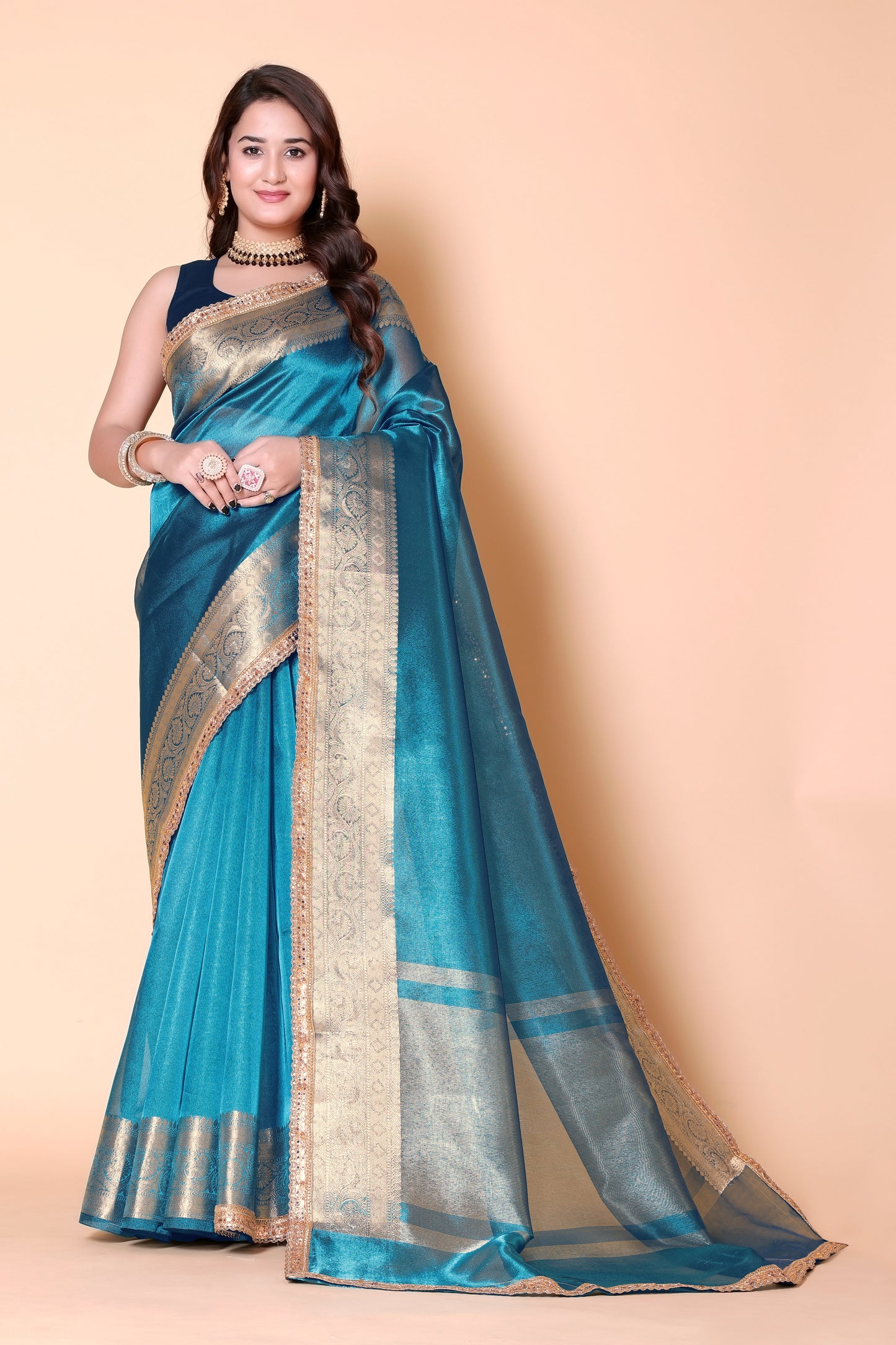 Soft TISSUE Silk Saree - Blue