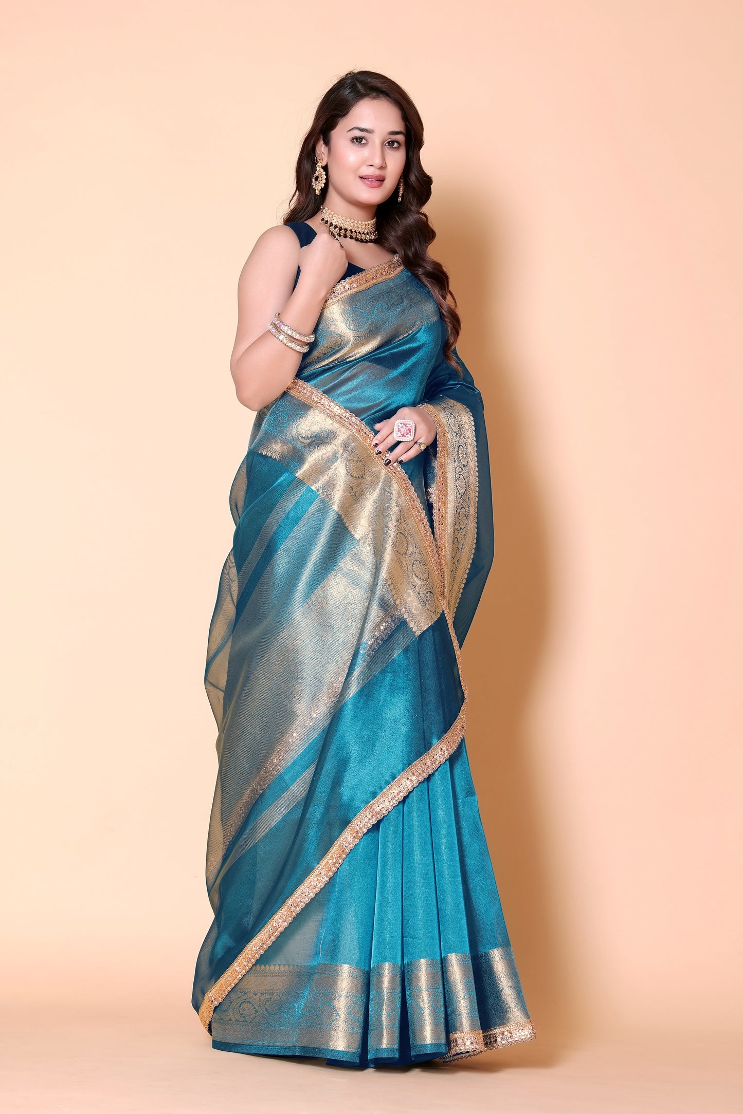 Soft TISSUE Silk Saree - Blue