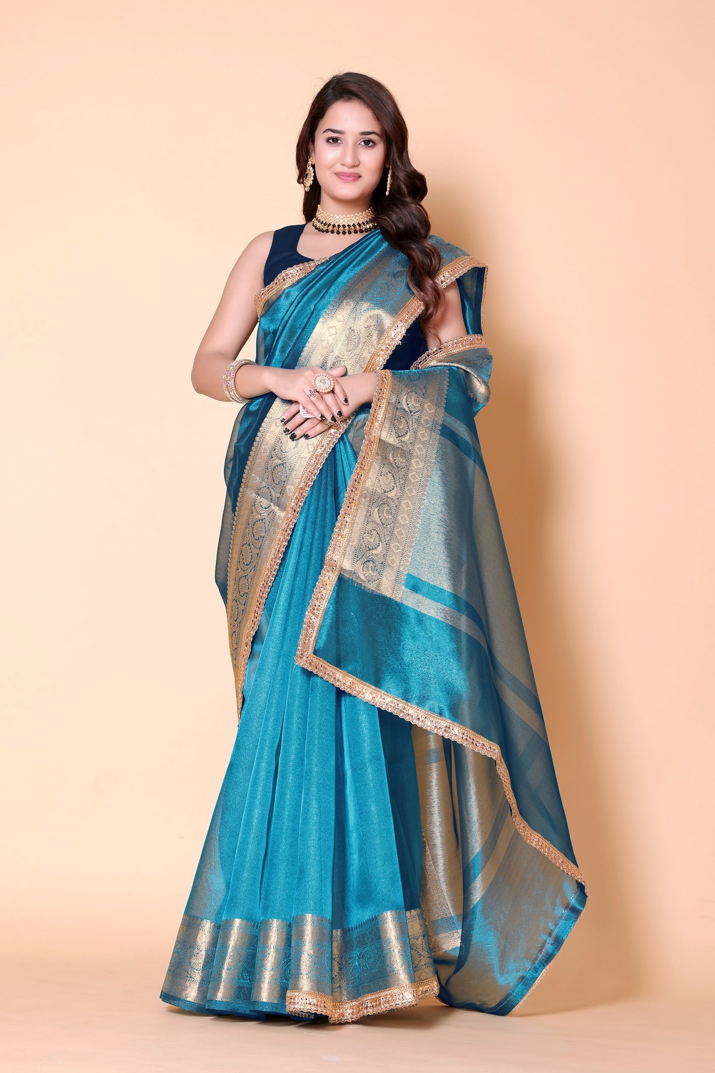 Soft TISSUE Silk Saree - Blue