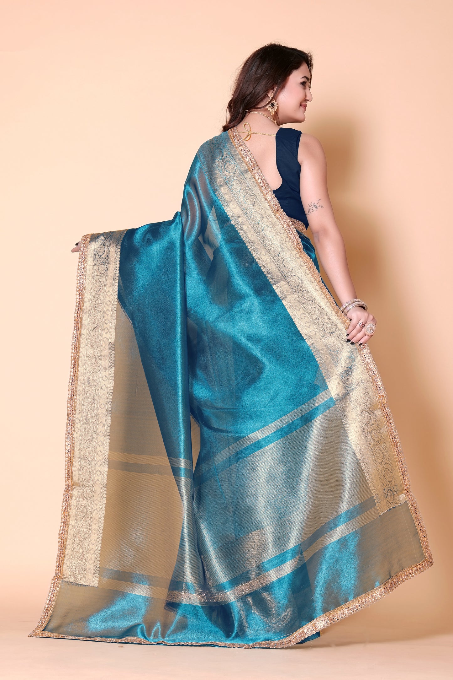 Soft TISSUE Silk Saree - Blue