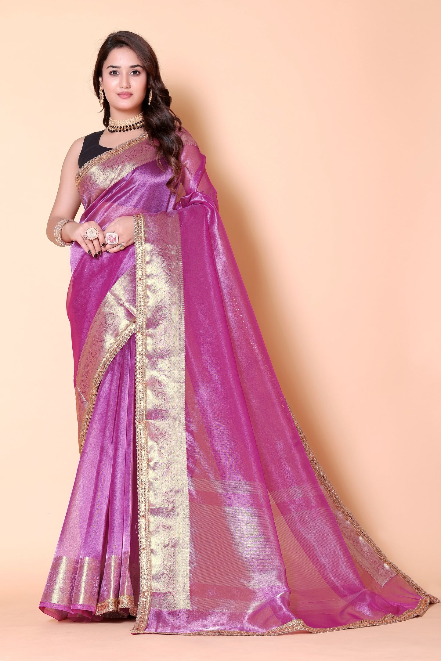 Soft TISSUE Silk Saree - Pink