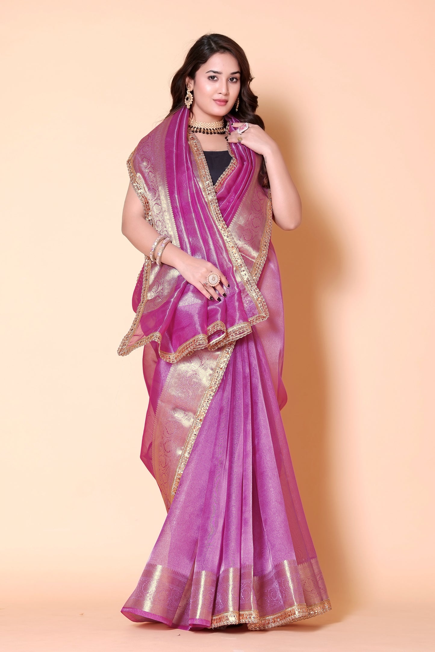 Soft TISSUE Silk Saree - Pink