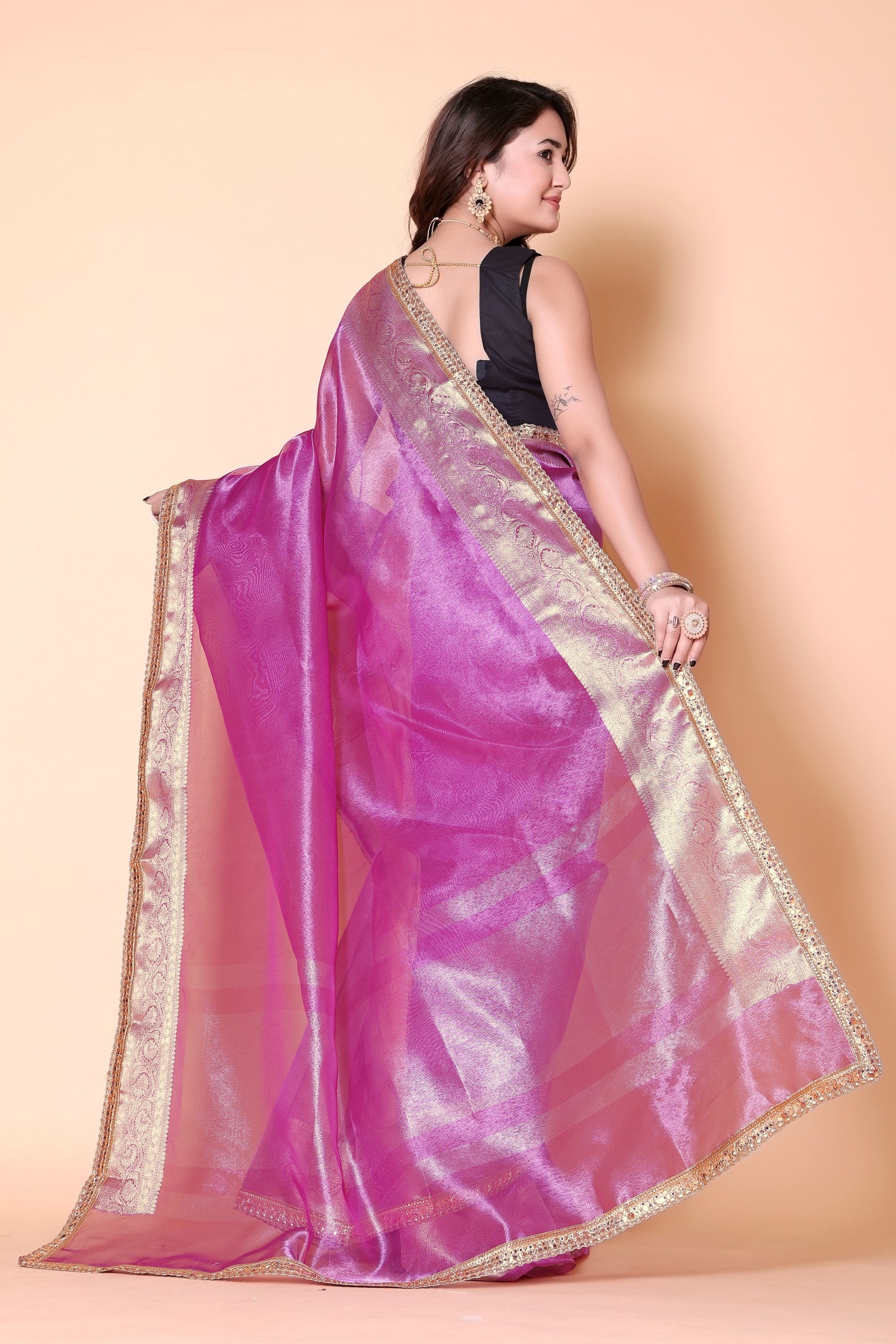 Soft TISSUE Silk Saree - Pink