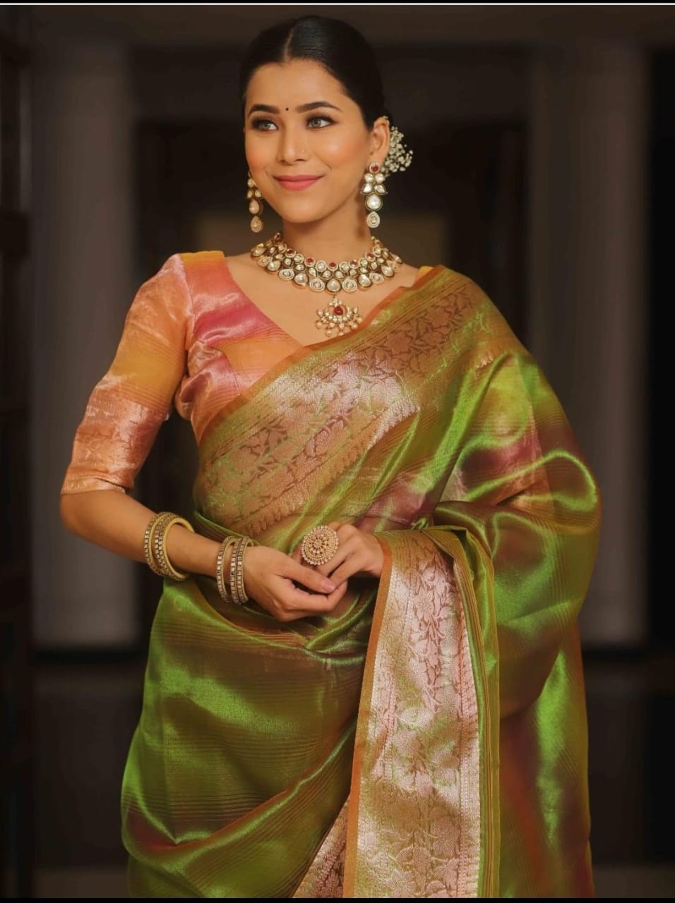 Ombre TISSUE silk Saree - Green