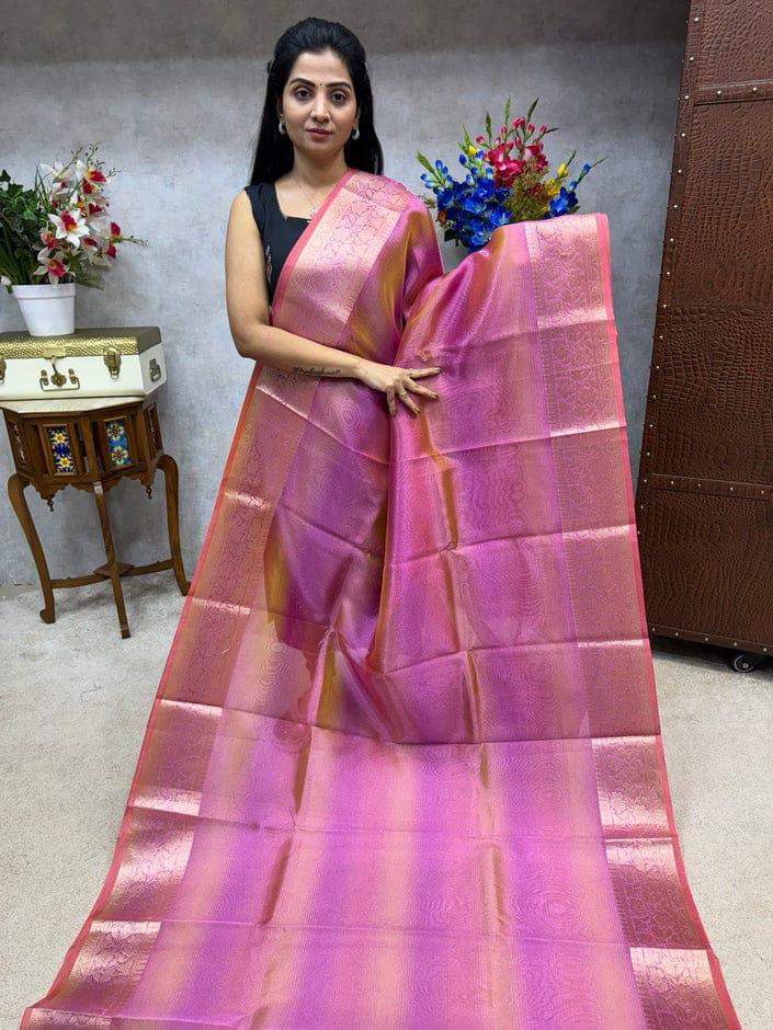 Ombre TISSUE silk Saree - Pink