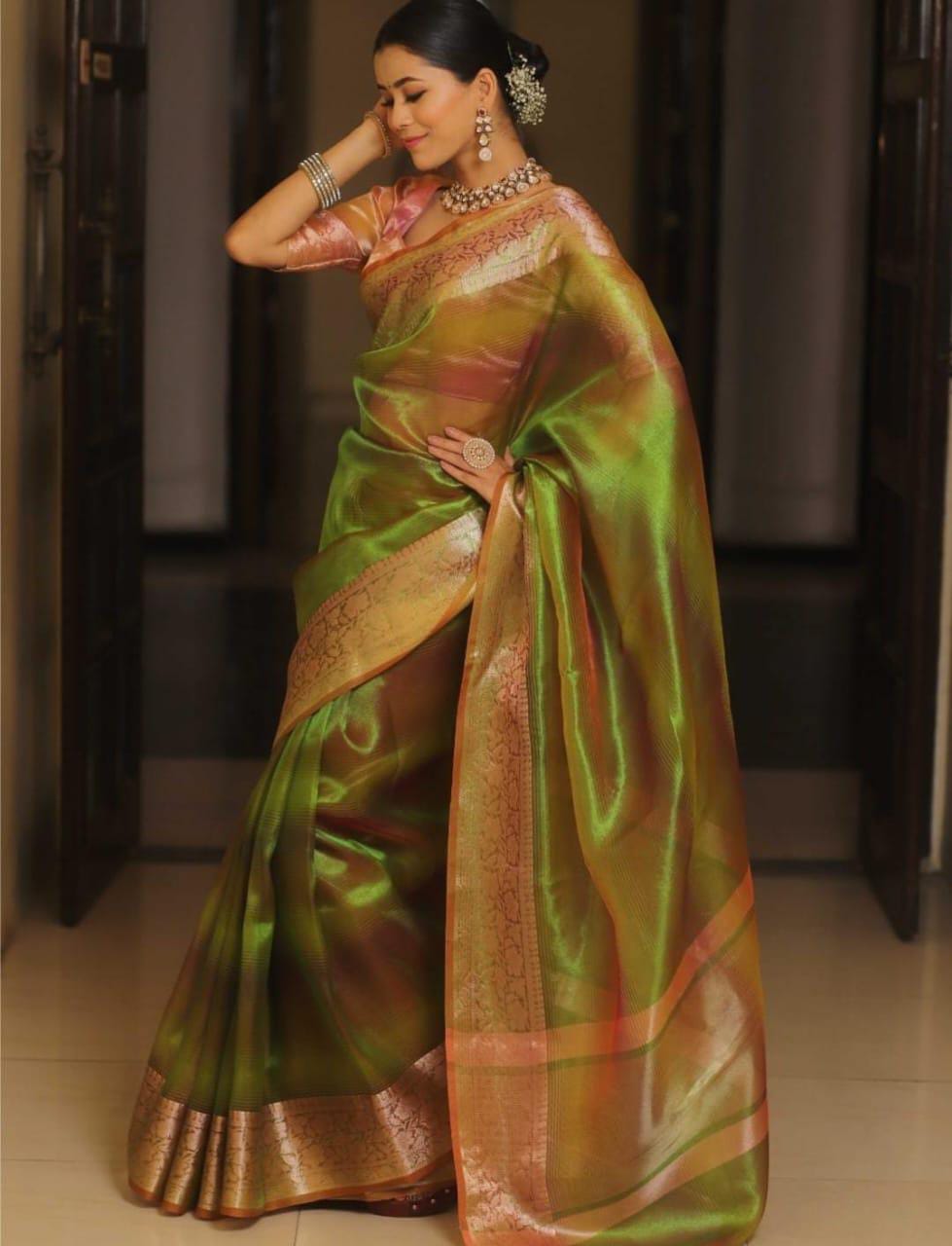 Ombre TISSUE silk Saree - Green