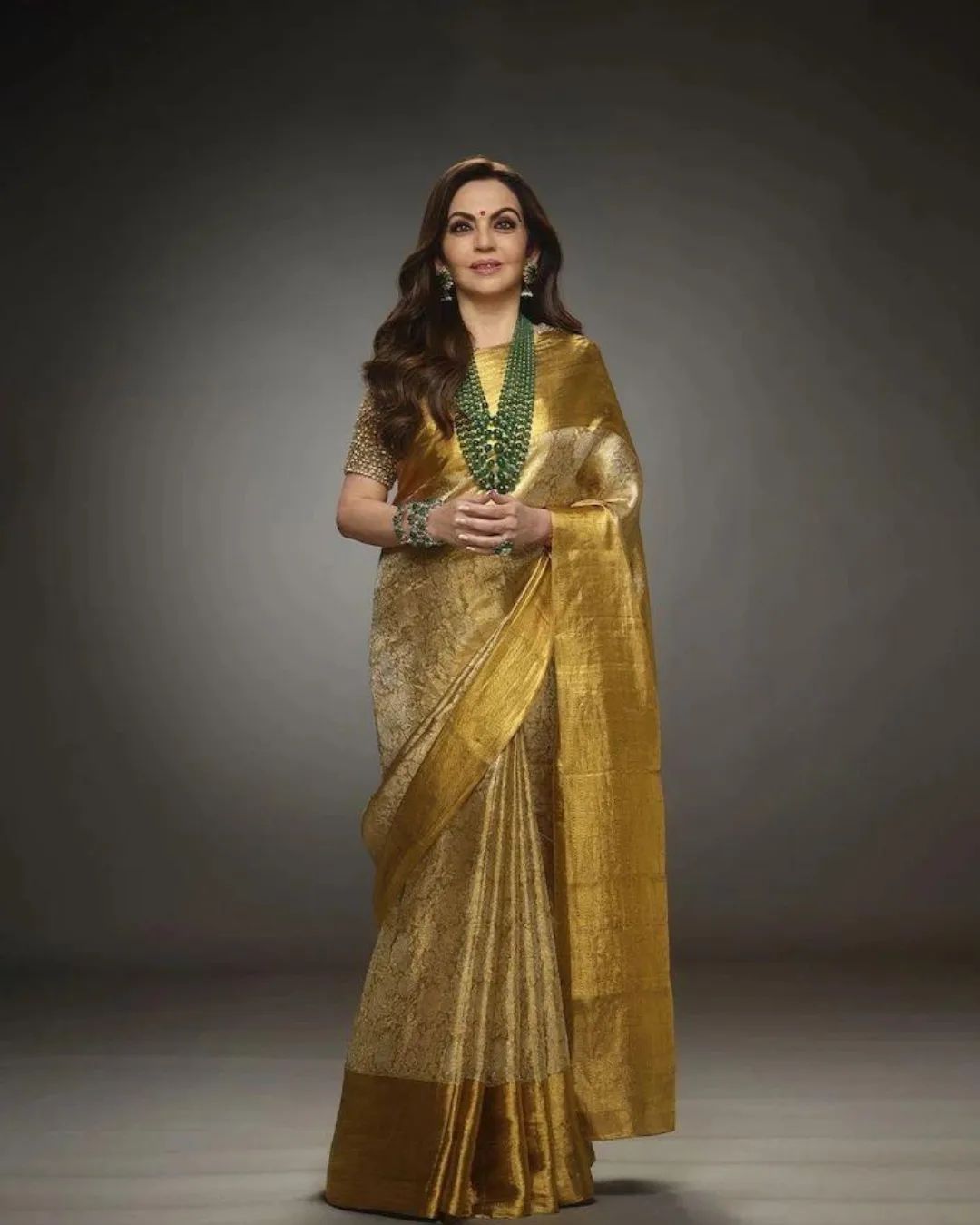 Nita ambani TISSUE silk Saree - Gold