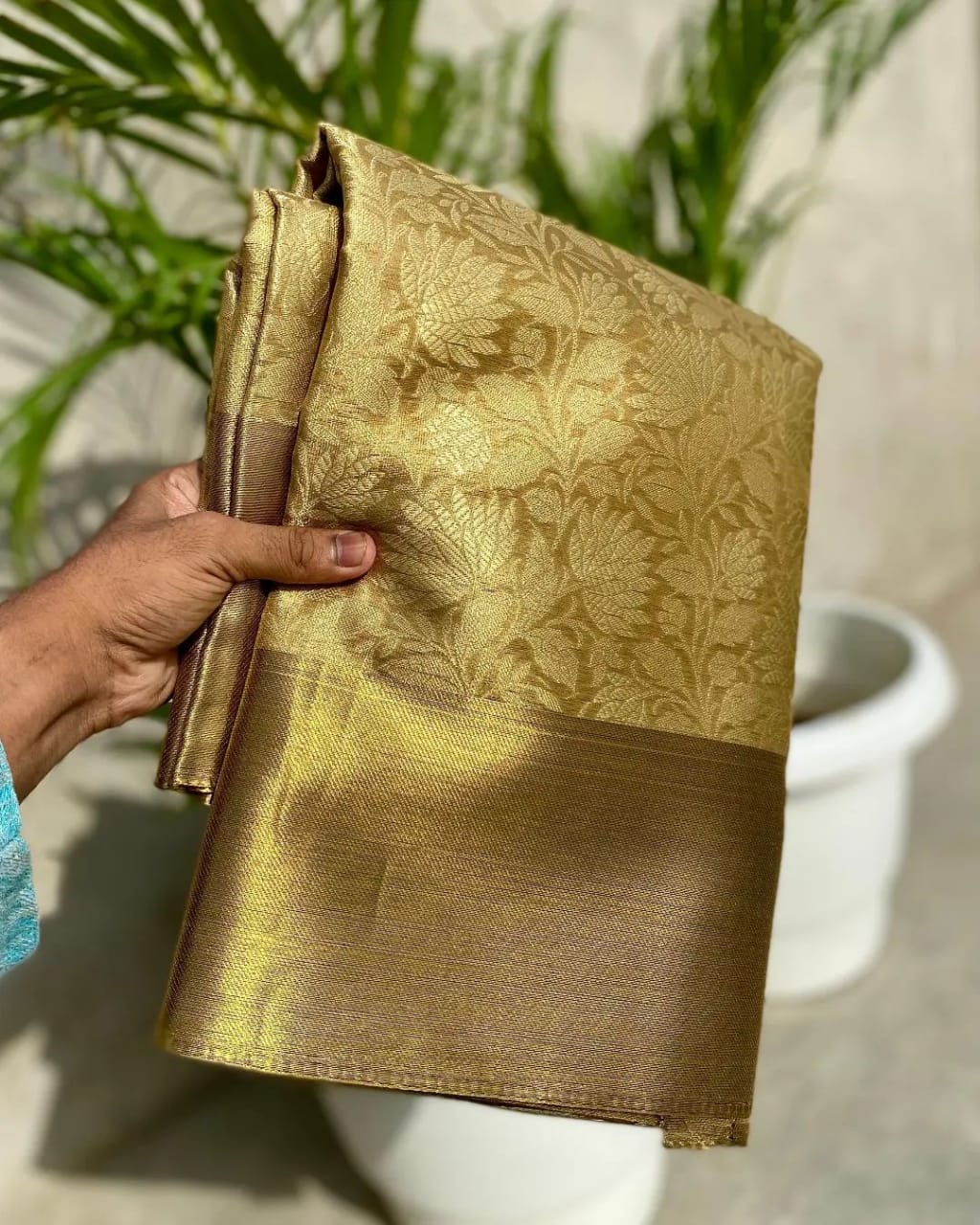 Nita ambani TISSUE silk Saree - Gold