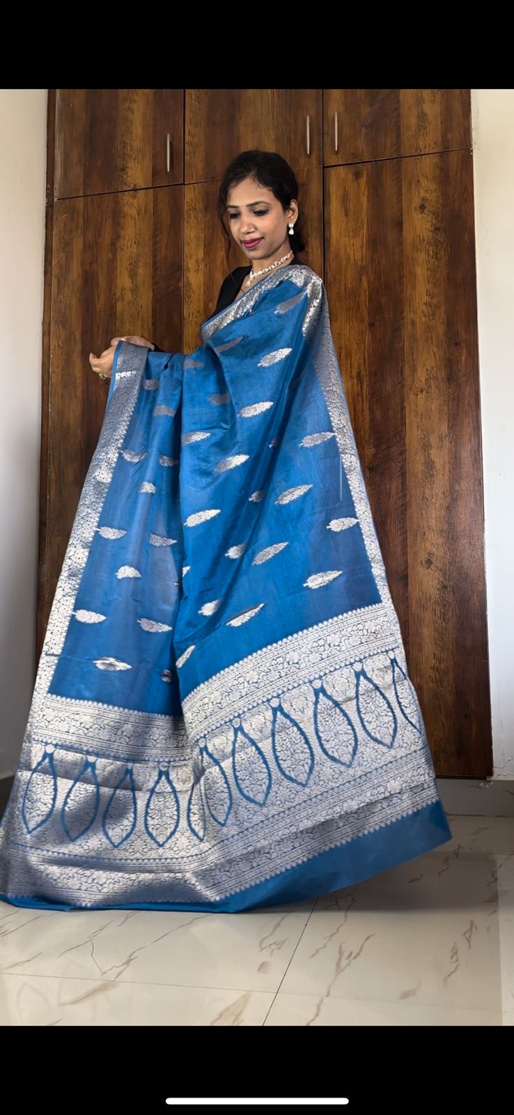 Blue Banaras warm silk