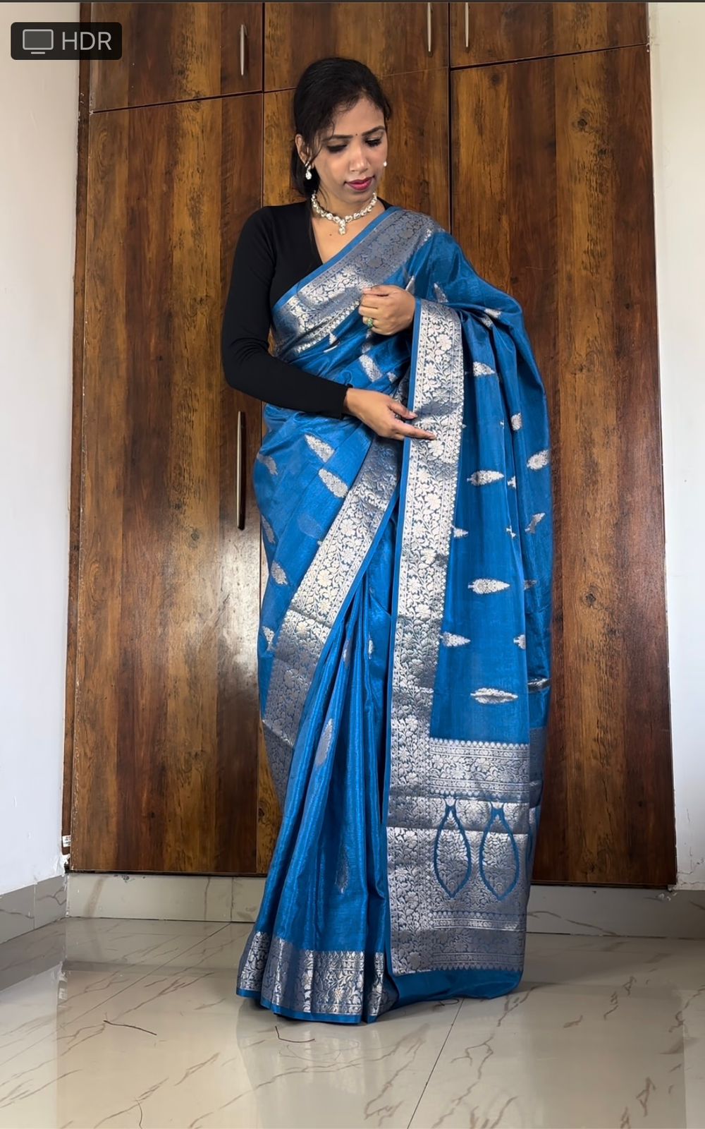 Blue Banaras warm silk