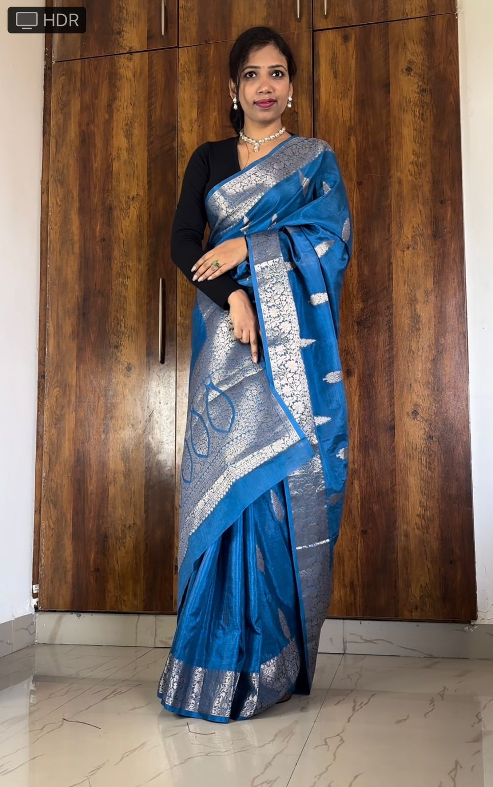 Blue Banaras warm silk