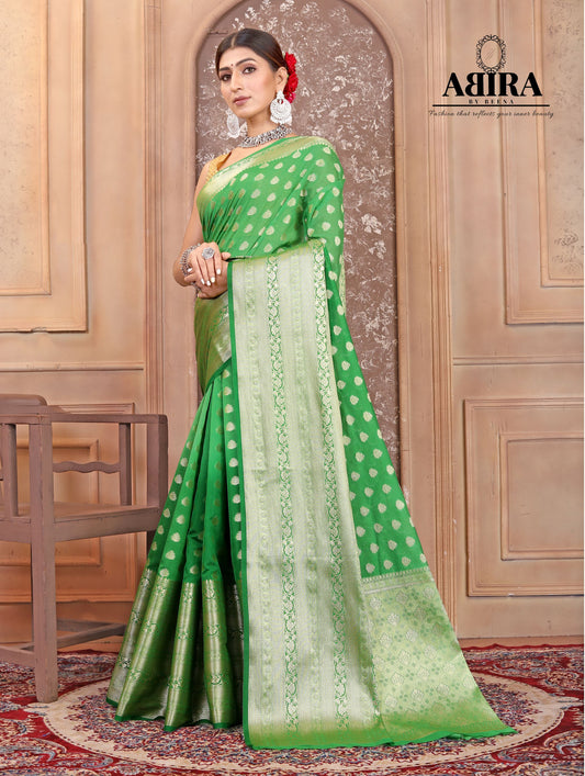 Parrot Green Shaded soft Georgette silk - AbirabyBeena