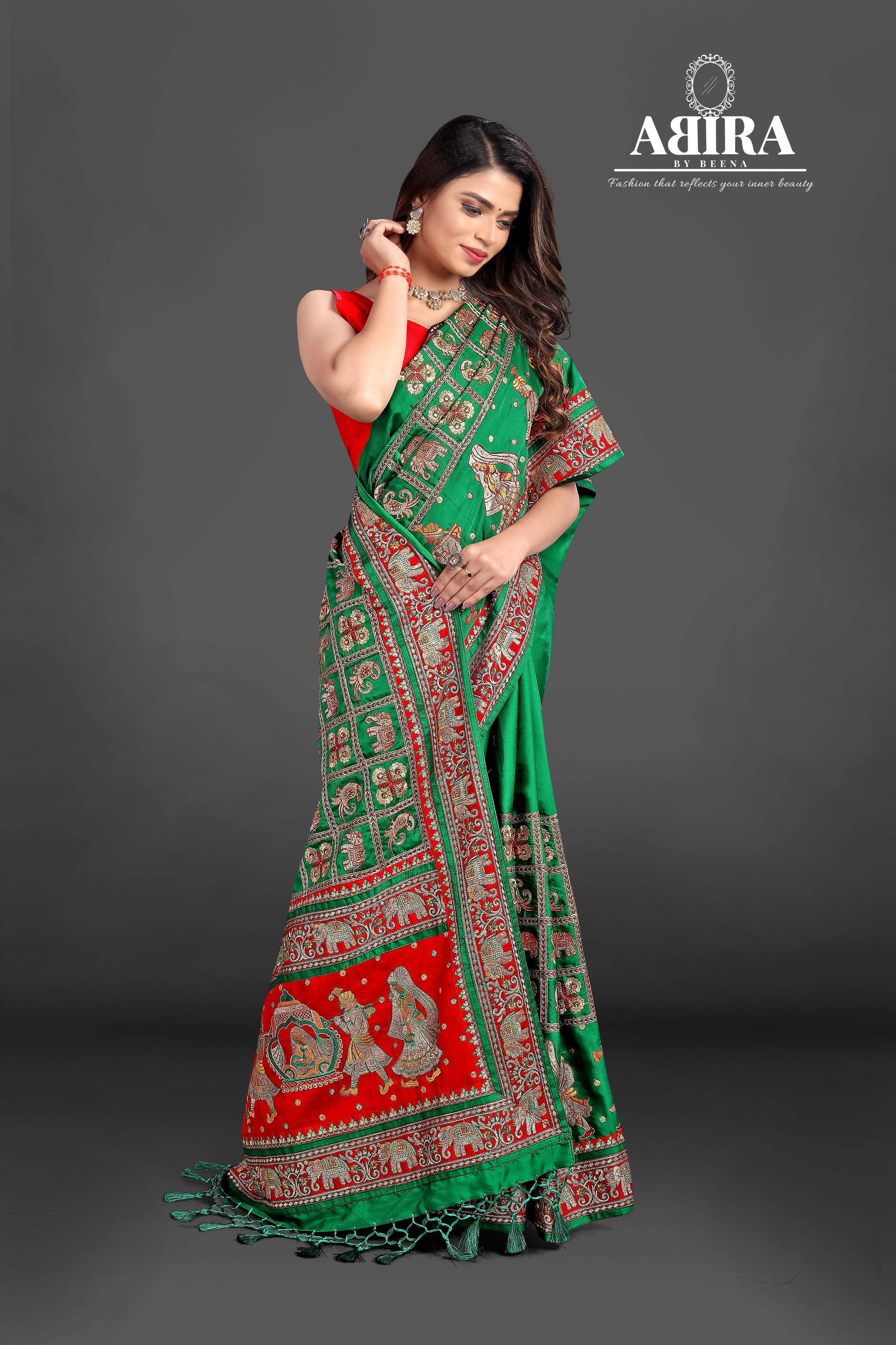 Red Bandhani Gajji Silk Gharchola Saree