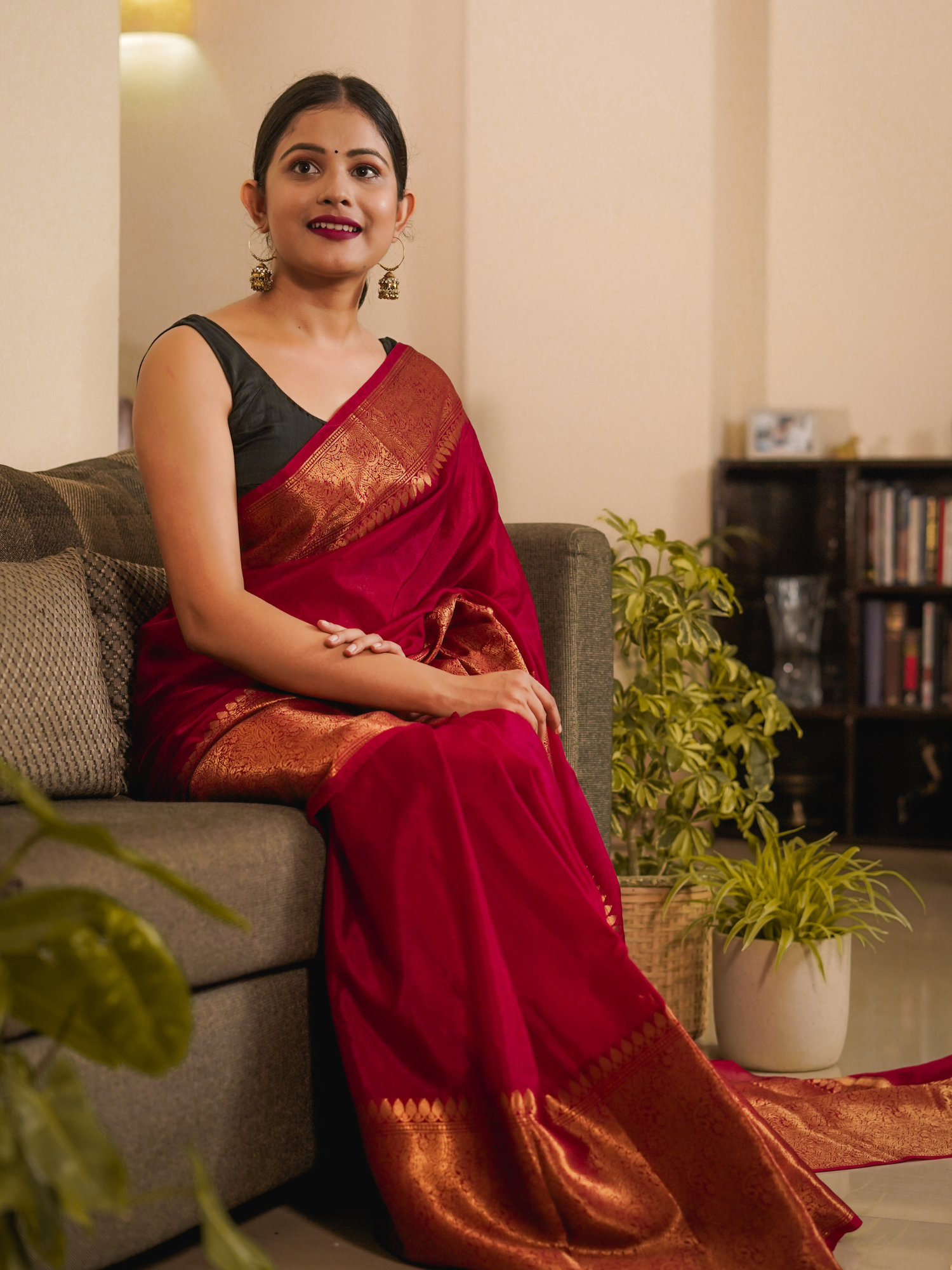 Red Banaras Soft Silk Saree - TheSareeStory